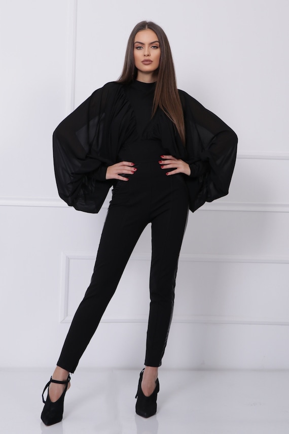 Balloon Sleeve Blouse, Womens Clothing, High Neck Blouse