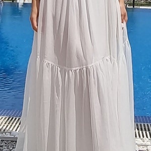 White maxi dress / White Long Halter Stylish dress image 8