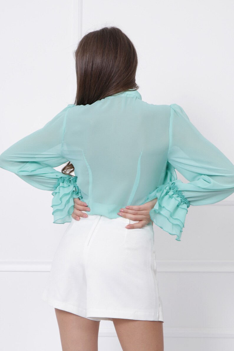 sheer ruffled elegant shirt