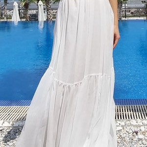 White maxi dress / White Long Halter Stylish dress image 5