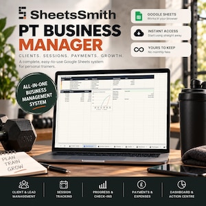 Personal Trainer Business Spreadsheet | Client, Session, Payment & Package Tracker | Google Sheets PT Business Manager