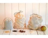 sac à vrac lot de 3 en voile de coton bio