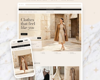 Clothing Website Shopify Theme 2.0, Online Boutique Template, Fashion Store with Fit Finder & Size Chart, Personalized to Your Brand