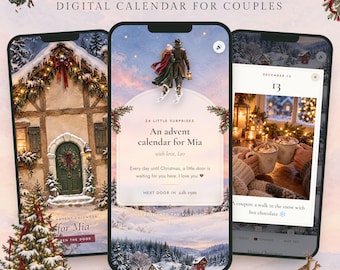 Adventskalender voor stellen, digitale kerstcountdown als cadeau voor vriend of vriendin, cadeau-ideeën voor stellen, liefdesboodschappen voor langeafstandsrelaties