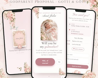 Digitale peetmoederaanvraag, Wil je mijn peetouder zijn? Kaartje, Peetvaderaanvraag van de baby, Peetmoedervragen, Peetmoedercadeau met foto