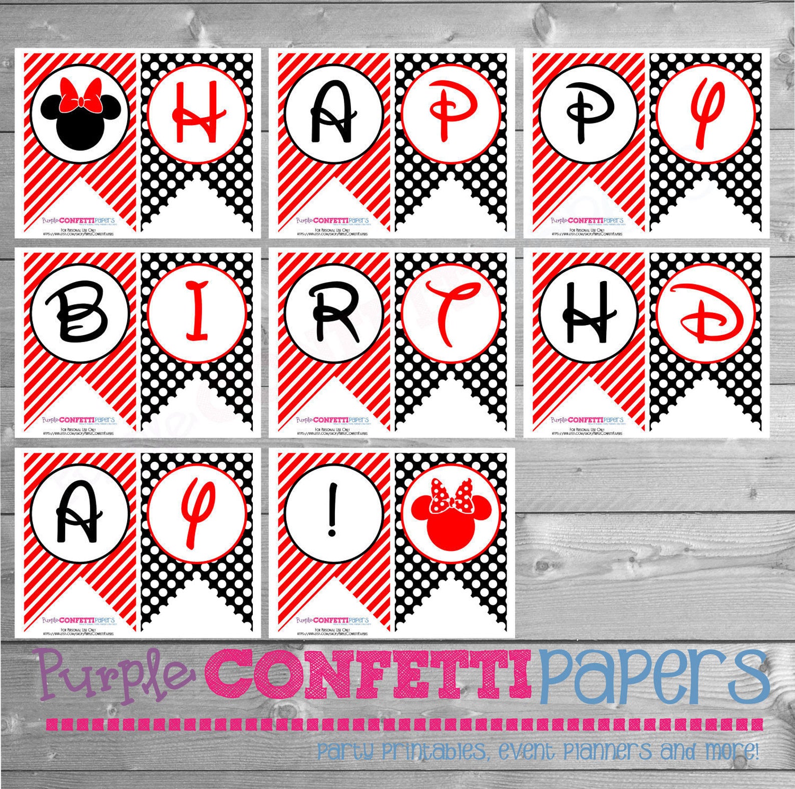 Minnie Mouse Birthday Banner, Minnie Birthday Banner, Printable Minnie ...