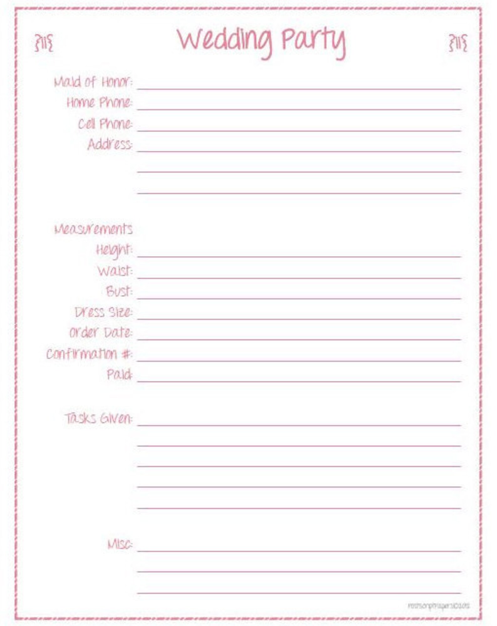 INSTANT DOWNLOAD Bridesmaid Wedding Party Planner PDF Wedding Etsy