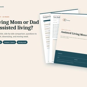 Assisted Living Move Planner, Senior Care Checklist, Downsizing Guide (PDF)