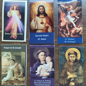 6 Bookmarks - Magnet Bookmarks - Religious series (BO-25) 6 in ea packet, magetic,Jesus Christ, Sts Francis & Anthony, St Michael ArchAngel
