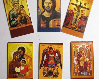 6 Bookmarks - Magnet Bookmarks - Icons, Religious series, 6 in ea packet, magnetic, Jesus, Russian, BO-07