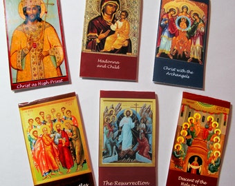 6 Bookmarks - Magnet Bookmarks - Greek Icons, Religious series, 6 in ea packet, magnetic, Jesus BO-08
