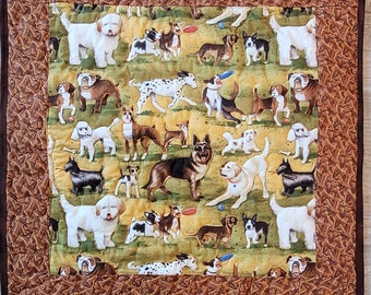 Dog Quilt, Puppy, Paws, Blanket, Beagle, Poodle, Labrador, German Shepherd, Pug, Dalmatian, Bulldog, Yorkie, Boxer, Cocker Spaniel, D-59
