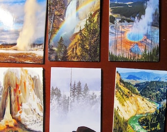Yellowstone, 6 Bookmarks - Magnet Bookmarks - Nature series, 6 in ea packet, Old Faithful, Mammoth Hot Springs, Geyser, Tower BO-15
