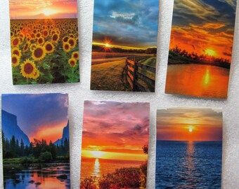 6 Bookmarks - Magnet Bookmarks - Nature series, sunsets, 6 in ea packet, ocean sunset, meadow, farm, beach, lake BO-11
