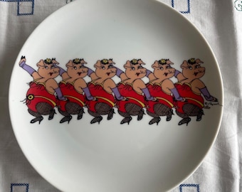 Set of 2 Vintage G Lauren China Ware Pig Chorus Line Collector Plates by Giftcraft Toronto Ontario