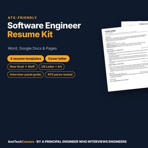 ATS-vriendelijk cv-pakket voor software-engineers, van pas afgestudeerden tot vaste medewerkers (digitale download)
