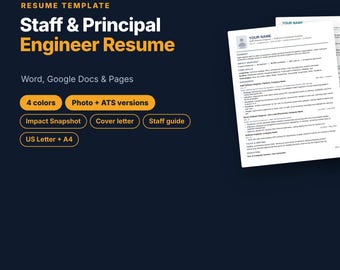 Wzór CV dla inżyniera i głównego inżyniera, przyjazny dla systemu ATS, ze zdjęciem, 4 kolory, Dokumenty Google