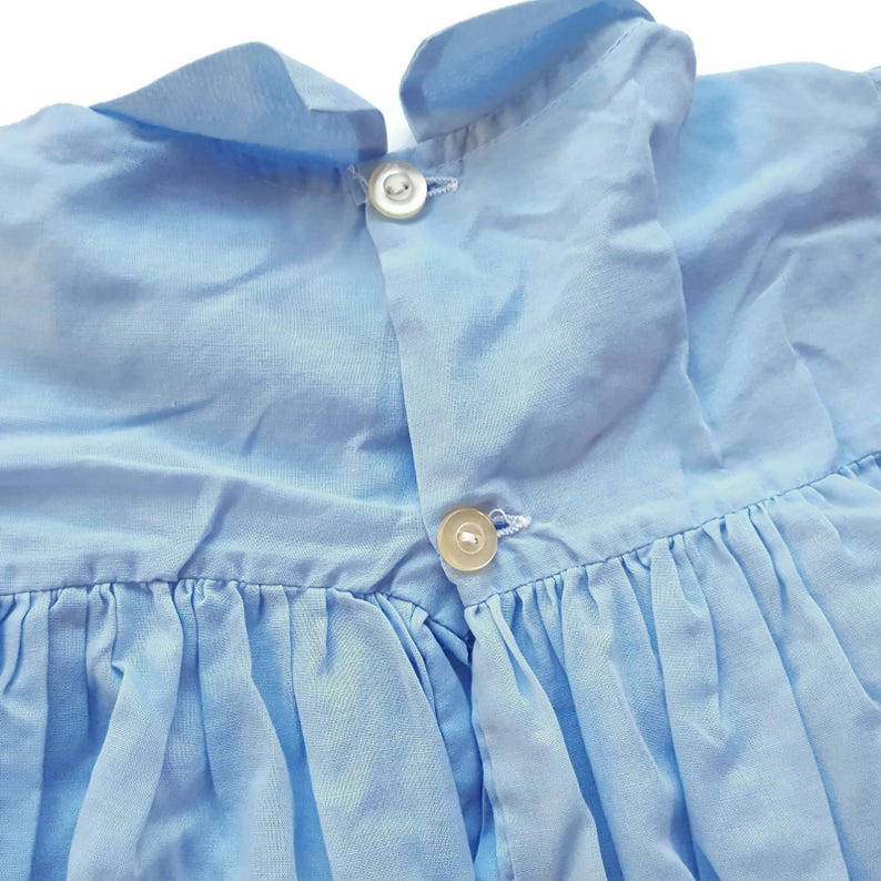 Vintage Baby Dress Blue Baby Dress Toddler Dress Mid Century Baby Girl Dress Peter Pan Collar 12 Month Girl Outfit Reborn Little Girl Dress