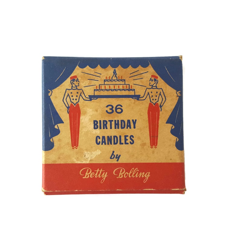 Vintage Birthday Candles Original Box Betty Bolling Pink Birthday Candles Birthday Cake Candles Mid Century Candles Mixed Media