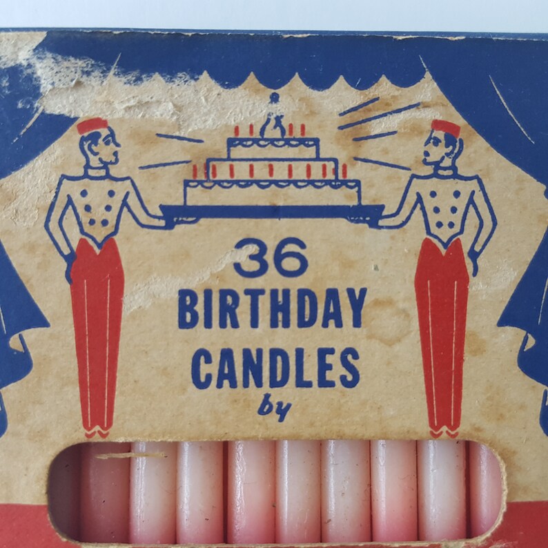 Vintage Birthday Candles Original Box Betty Bolling Pink Birthday Candles Birthday Cake Candles Mid Century Candles Mixed Media