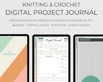 Digital Knitting Crochet Project Journal for GoodNotes (PDF)