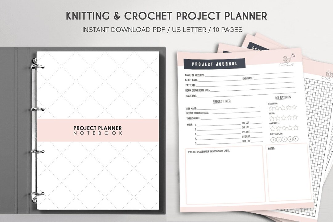 Knitting & Crochet Project Planner | Printable PDF Knitting Journal ...