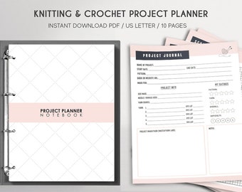 Knitting & Crochet Project Planner | Printable PDF Knitting Journal | Yarn Tracker | Crochet Organizer | Craft Planner | Instant Download