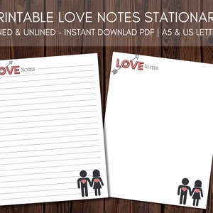 Love Notes Printable Stationery Paper / Valentine Printable Stationary ...