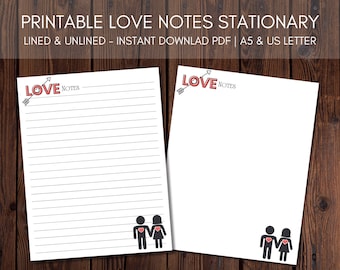 Love Notes Printable Stationery, Lined & Unlined (PDF)