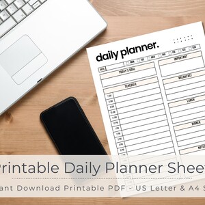 PRINTABLE Daily Planner Sheet | PDF Printable or Digital Pages ...