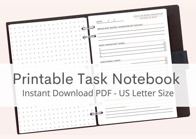 Daily Task Notebook Printable Pages // Instant Download PDF - US Letter ...