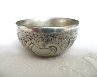 Vintage Askvoll Brug pewter cup - little Norwegian pewter cup - engraved silver metal bowl - Norwegian trinket dish