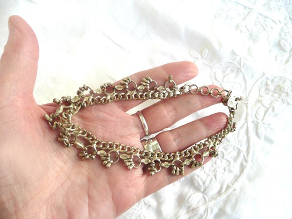 Vintage Indian brass bell anklet - vintage silver… - image 9