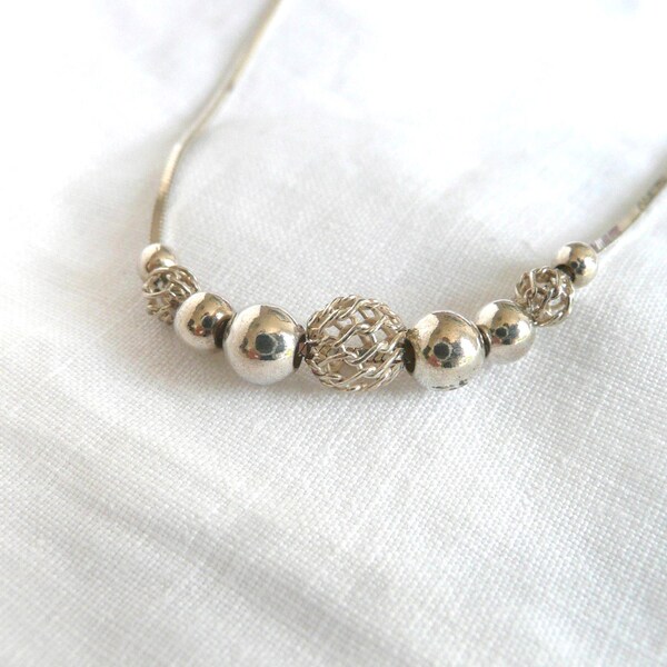 Collier de perles en argent sterling - collier en argent vintage - collier en argent sterling - collier en perles en filigrane - collier en argent poinçonné