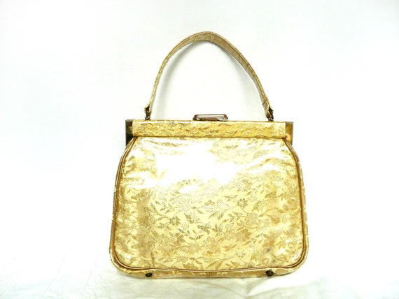 Julius Resnick Clear Plastic Brocade Handbag 1950s 60s JR 