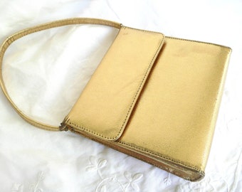 Vintage evening purse - gold evening purse - 1960s John Hort evening purse - hand made evening purse - mid century evening bag