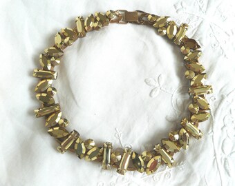 Vintage gold bead choker necklace - mid century chunky gold choker - statement necklace - gold chain necklace