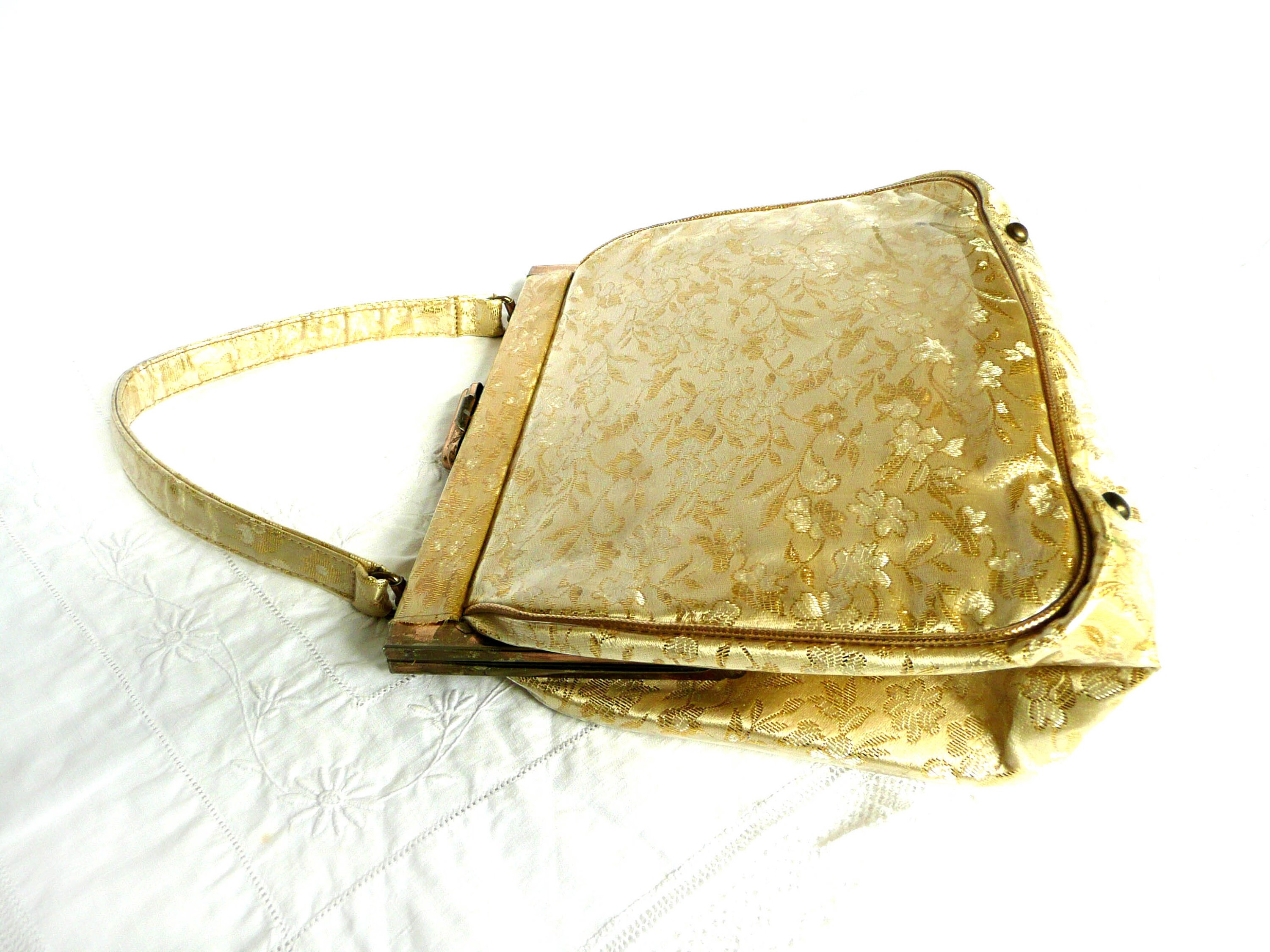 Julius Resnick Clear Plastic Brocade Handbag 1950s 60s JR 