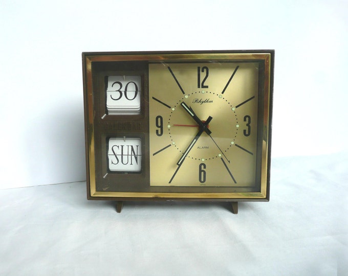 Vintage Calendar Clock Vintage Rhythm Clock 1970s Wind up Etsy