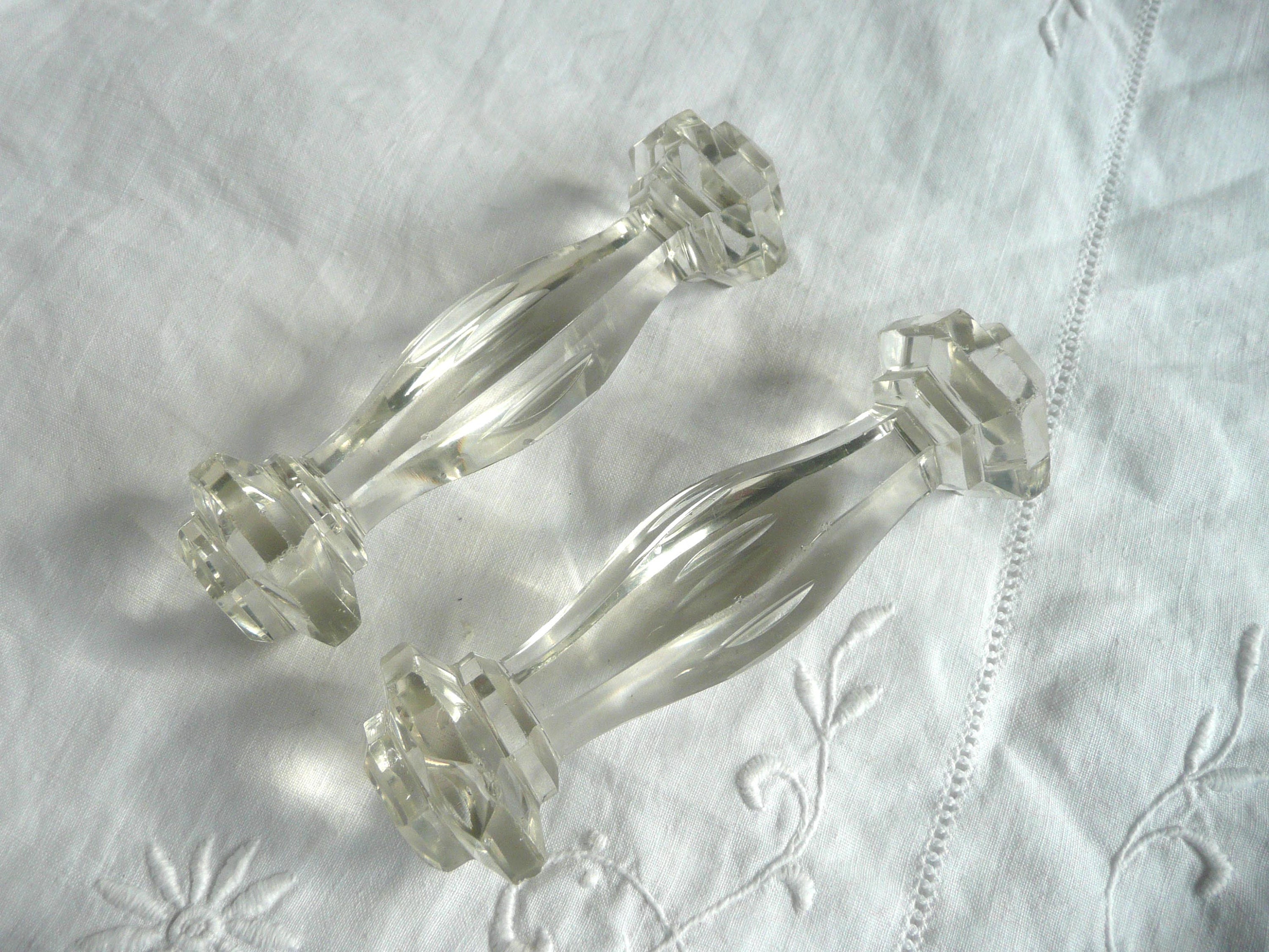 Cut Glass Knife Rests Crystal Barbell Style 50