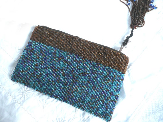 Hand made glass bead purse - hand made in India b… - image 7