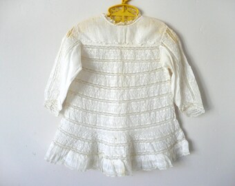 Vestido de bebé antiguo - vestido de bebé vintage - vestido de bebé de encaje blanco - vestido de muñeca de encaje antiguo