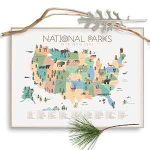 Nationalpark Karte, Nationalparks, Druckbare Datei zum Download, Nationalpark Karte, Babyparty, Babyzimmer, Kinderzimmer, Waldtiere, Karten