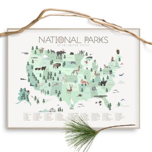 Nationalpark Karte, Hellgrüne, Nationalpark Kunst, Kinderzimmer, 5 Easy print JPG Dateien, Nationalpark Poster, Kinderzimmer, Babyparty, Kinderzimmer