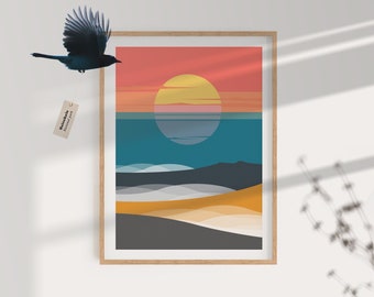 Haleakala Sunrise Print: Hawaii National Park Art, Modern Minimalism