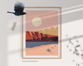 Death Valley National Park print, National park poster, Travel poster, National park art, Minimalism, Scandinavian, Boho modern, Hiking
