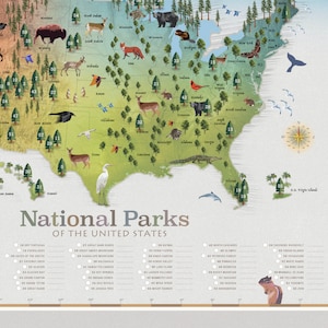 National Park Map, All 63 National Parks, National Park Art, Maps ...