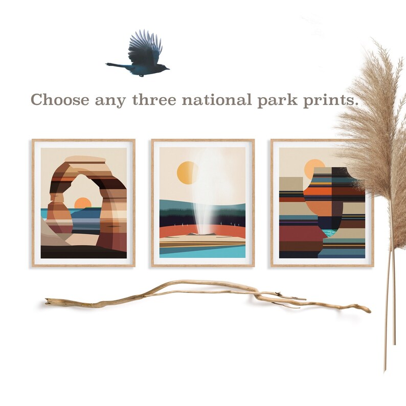 This unique series of national park prints offer a fresh, yet relevant style for today's modern lifestyle that's different from the common vintage retro look. So... for this series, I've chosen a modern style to refine your dwelling.