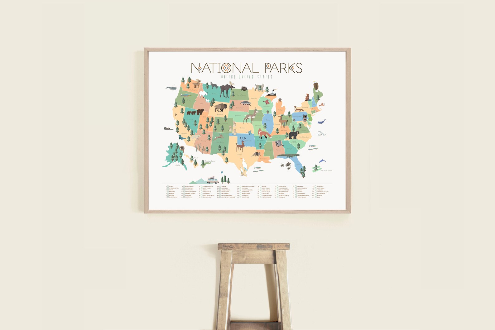National Park Map National Parks Download Printable File - Etsy