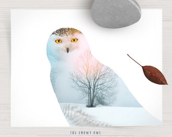 The Snowy Owl Print, Owl Print, Bird Wall Art, Animal Prints, Nature Art, Silhouette Print, Wall Art, Owl, Own Silhouette, Snowy Owl, Modern